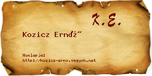 Kozicz Ernő névjegykártya